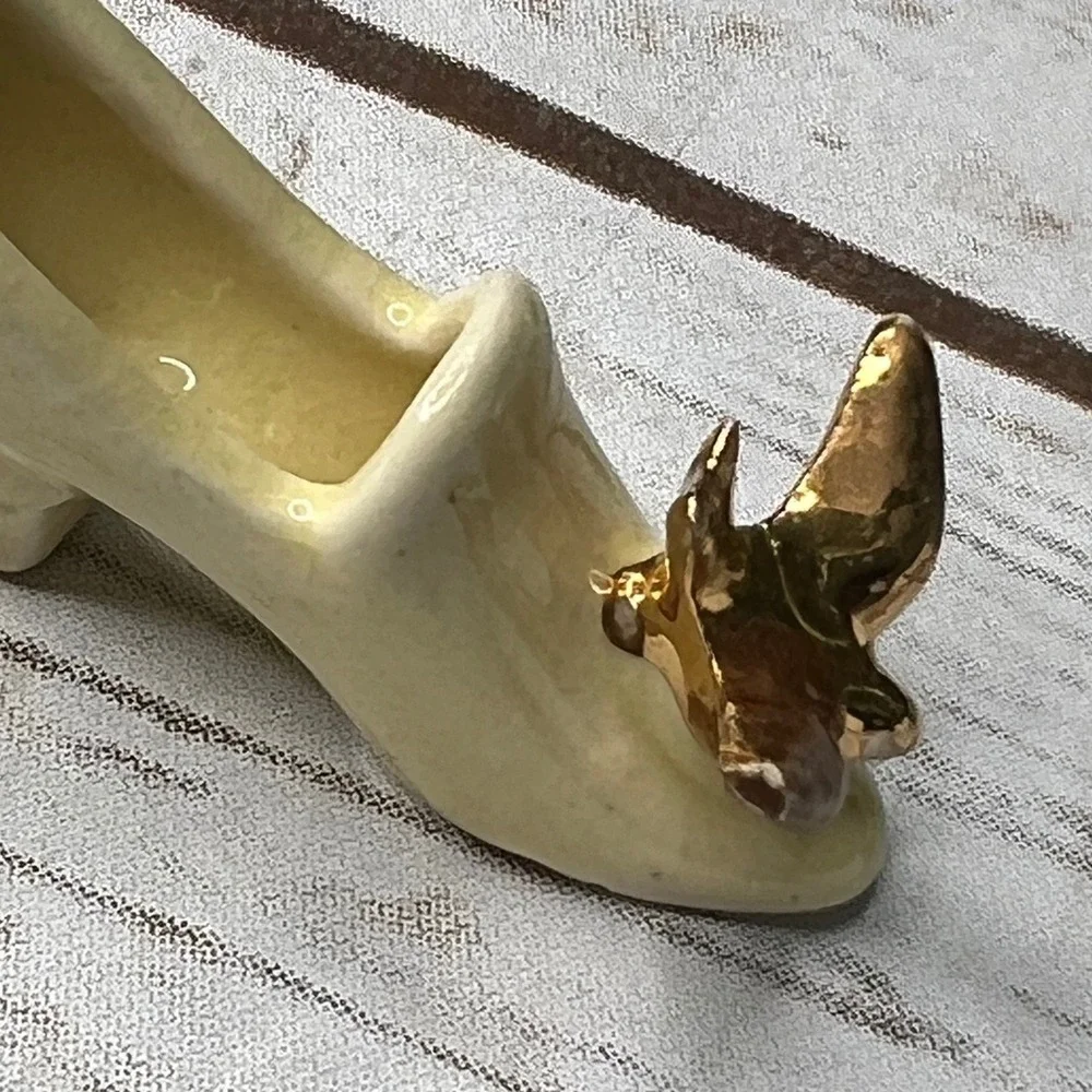 Vintage Miniature Shoe Collection Multicolor Porcelain Glass Wood Shelves OS